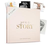 Bibi & Beau Libro de recuerdos para bebé, álbum de recortes y diario de registros, 132 páginas, regalo de baby shower y álbum de fotos para bebés niños y niñas, fotos de 4 x 6 y 5 x 7, color crema