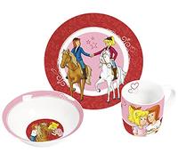 Bibi & Tina - Vajilla infantil (3 piezas, porcelana), color rojo