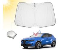 BIBIBO Parasol para coche con protección UV compatible con Jeep Compass 2017-2024 / Alfa Romeo Tonale 2022-2025, parasol para parabrisas delantero, protección contra el calor del coche contra los