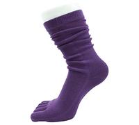 bibididi Calcetines largos de tubo de cinco dedos para mujer, calcetines de algodón de yoga separados, calcetines de tubo largo de cinco dedos, morado