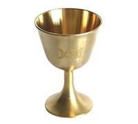 bibididi Copa Ritual Altar Cáliz Wicca Chapado en Oro Ceremonia de latón Adivinación de la Luna Prop, Accesorios de decoración del hogar, Oro