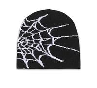 BIBITI Y2k Beanie, Streetwear Gorro MEA Culpa Slouchy Hats Spider Web Cool Gorros Hombres Cálido Skully Hat Gorro de Punto Gorra de Invierno para Hombre (DE/NL/SE/PL, Alpha Jaspo, Talla única, Spider