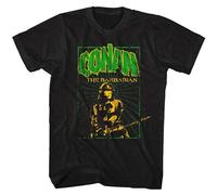 bibizan Conan The Barbarian Scratched Movie Poster Schwarzenegger Crush Unisex 100% Cotton Short-Sleeve T-Shirts Black XXL