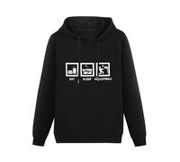 bibizan Eat Sleep Volleyball Volley Ball Beach Indoor Hoody Unisex Long Sleeve Hooded with Pocket Black XXXL