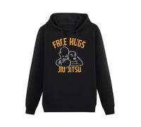 bibizan Free Hugs Jiu Jitsu Funny Fighter Martial Arts Hoody Unisex Long Sleeve Hooded with Pocket Black M