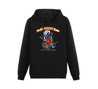 bibizan Rose Tattoo Rock N Roll Outlaws Hoody Unisex Ptinted Hoodies Long Sleeve Men's Hooded with Pocket Black M