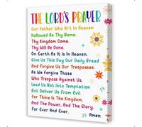 Bible Scripture Wall Art for Children, The Lord's Prayer Kids Canvas Print, Christian Nursery Decor for Baby Room, Classroom, Baptism Gift (Framed,16x24inch(40x60cm))