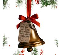 Bible Verse Bell Ornaments - Religious Metal Christmas Decorations with Bow | Hanging Tree Ornaments for Home, Living Room, Front Door, Fireplace, Bedroom, Holiday Party, Indoor Seasonal Display