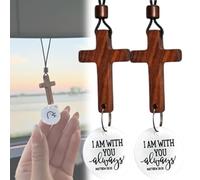 Bible Verse Car Rearview Hanging Cross Ornament - Tap for a Bible Verse Every Day, Cross for Car Mirror Hanging Accessories, Gifts with Christian Men, Hanger Cars Steering Wheel Decor(White*2)