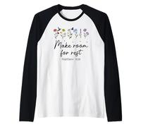 Bible Verse Matthew 11 28 Make Room for Rest Trust God Jesus Camiseta Manga Raglan