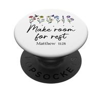 Bible Verse Matthew 11 28 Make Room for Rest Trust God Jesus PopSockets PopGrip Adhesivo