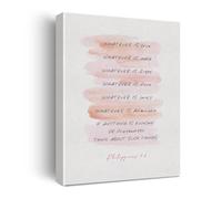 Bible Verse Philippians 4:8 Canvas Print Christian Inspirational Wall Art for Home Office Decor Whatever is True Whatever is Noble(Framed,12x18inch(30x45cm))