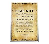 Bible Verse Wall Art for Bedroom - Isaiah 43:1-3" Fear Not Scripture Print, Inspirational Christian Decor and Encouraging Gift Idea (Unframed,12x18inch(30x45cm))