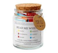 Bible Verses in a Jar, Glass Scripture Prayer Jar, Christian Faith Based Valentines Gift with Coloring Bible Verse Read Me When