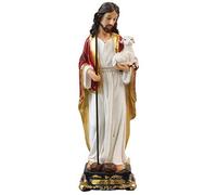 Biblegifts - Estatua florentina de Jesús Buen Pastor de 13 cm, diseño tradicional italiano, resina, Cristo llevando al bebé, colección dorada, en caja de