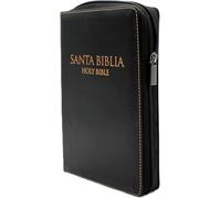 Biblia Bilingue Reina Valera 1960 con King James Version, imitación piel, negro con índice y cremallera para mujer y hombre/ Biblia bilingüe español inglés RVR 1960, negro con índice
