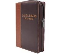 Biblia Bilingue Reina-Valera 1960/ King James Version tamano Personal con Cierre, indice, imitacion piel color Caoba con Cafe Biblia "Coleccion Celestial" (Unqualified Edition)