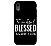 Biblia con Cita Cristiana Thankful Blessed & Kind of A Mess Carcasa para iPhone XR