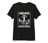 Biblia Creyente Basado en la Fe Conspiración Retro UFO Profecía Camiseta Premium
