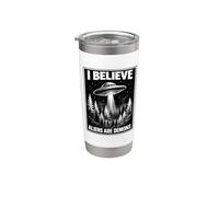 Biblia Creyente Basado en la Fe Conspiración Retro UFO Profecía Vaso térmico de acero inoxidable de doble pared
