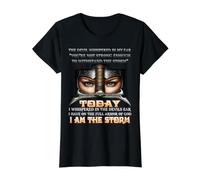 Biblia Cristiana para Mujeres versículo religioso I Am The Storm Camiseta gráfica económica, Mujer, Negro, L
