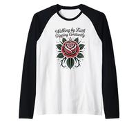 Biblia cristiana retro caminando por fe tropezando constantemente Camiseta Manga Raglan