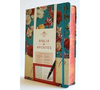 Biblia de Apuntes Rvr 1960 Tapa Dura, Azul Celeste Con Flores (Edición Cantos Pintados) / Spanish Journaling Bible Rvr 1960 Hardcover Light Blue with Flowers