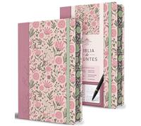 Biblia de Apuntes RVR 1960. Tapa dura, rosada con flores / Spanish Journalling Bible RVR 1960 Hardcover Pink with Flowers