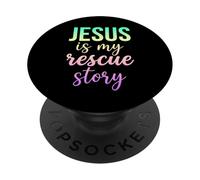Biblia de fe Cristiana Jesús es mi Historia de Rescate PopSockets PopGrip Adhesivo
