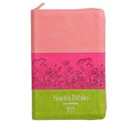 Biblia NVI Peninsular Letra Grande Castellano España Tricolor Rosa/Fucsia/Lima con cierre Tamaño Manual Piel Italiana Fácil Comprensión