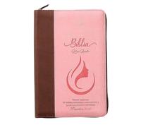 Biblia RVR 1960 Imitación Piel Con Cierre Letra Gigante 14 pts Café/Rosa Mujer Virtuosa Proverbios 31:10 Tamaño Manual Con Ayudas y Mapas