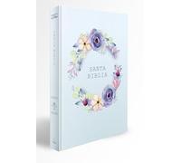 Biblia RVR 1960 letra grande, manual, tapa dura con nombres de Dios, flores azul / Spanish Bible RVR 1960 Handy Size, LP, HC with Names of God, blue flowers
