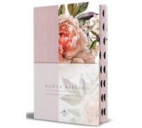 Biblia RVR 1960 Tamaño manual, letra gigante, tela con flores rosadas, canto pintado e índice / Spanish Bible RVR 1960 Giant Print, Pink Leathersoft with Flow