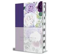 Biblia RVR1960 Tapa dura y tela morada con flores tamaño manual con índice: Reina-Valera 1960 Tela Morada Con Flores Tamaño Manual Con ... Flowers, Ribbon Marker, Words of Jesus in Red