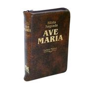 Bíblia Sagrada Ave-Maria - Letra Maior. Capa Zíper Marrom