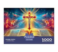 Biblia y Cruz Puzzle para Adultos Obra De Arte & Rompecabezas De Alto Nivel Original para Adultos Y para Niños A Partir De 14 Años 52x38cm/1000pcs