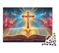 Biblia y Cruz Rompecabezas para Adultos 1000 PiezasHoly Book Rompecabezas para Adultos, Juego de Rompecabezas Familiar Regalos de Cumpleaños de Calles Encantadora Desafiante Colorido