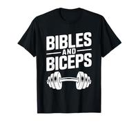 Biblias y bíceps Fe Fitness Motivacional Camiseta