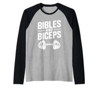 Biblias y bíceps Fe Fitness Motivacional Camiseta Manga Raglan