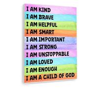 Biblical Affirmation Canvas Art - “I Am a Child of God” Inspirational Print for Children’s Room, Sunday School & Baptism Gift (Framed,12x18inch(30x45cm))