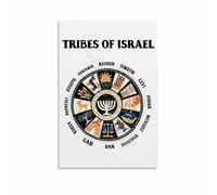 Biblical Genealogy Chart, 12 Tribes of Israel Wall Art, Canvas Painting for Christian Home, Living Room, Bedroom Decor(Framed,16x24inch(40x60cm))