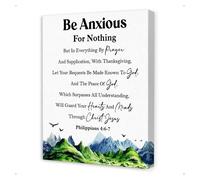 Biblical Wall Art - Be Anxious for Nothing Philippians 4:6-7, Christian Inspirational Print for Peace and Comfort(Framed,16x24inch(40x60cm))