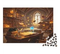 Biblioteca Clásica Puzzle de 1000 Piezas Papel Puzzle para Adultos Ambiente Estudio Mágico Puzzle para Toda la Familia Relajación Concentración Regalo 52x38cm/1000pcs