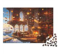 Biblioteca de Ensueño Puzzle de 1000 Piezas Papel Puzzle para Adultos Sala de Lectura Fantástica Relajación Decoración Regalo Familiar 70x50cm/1000pcs