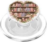 Biblioteca de estantería de corazón Floral para Amantes de los Libros Lindo ratón de Biblioteca PopSockets PopGrip para MagSafe