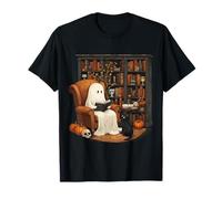 Biblioteca de Lectura Ghost Cozy Curious Black Cat Halloween Camiseta