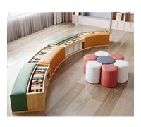 Biblioteca En Forma De S Sala Lectura Escolar Estantería Madera Maciza Combinada Arco, Recepción Simple Y Única, Sofá, Isla Libros(L)