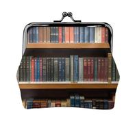 Biblioteca estantería 1 bolsa pequeña con cierre de beso para mujer, monedero para cambio de monedas, cartera para tarjetas de crédito