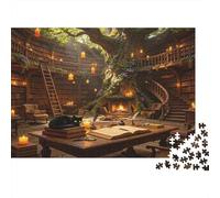 Biblioteca Fantástica Árbol Antiguo Puzzle de 1000 Piezas Papel para Adultos Relajación Concentración Decoración Familiar Regalo Juego 52x38cm/1000pcs