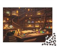 Biblioteca Fantástica Estudio Mágico Puzzle de 1000 Piezas Papel Puzzle para Adultos Relajación Concentración Interacción Familiar Decoración Regalo 38x26cm/1000pcs